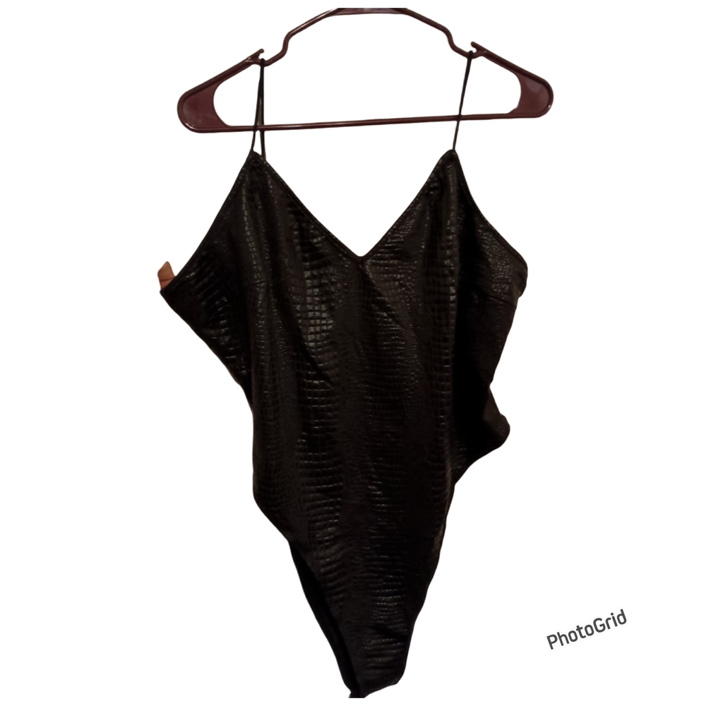 Black Textured Bodysuit